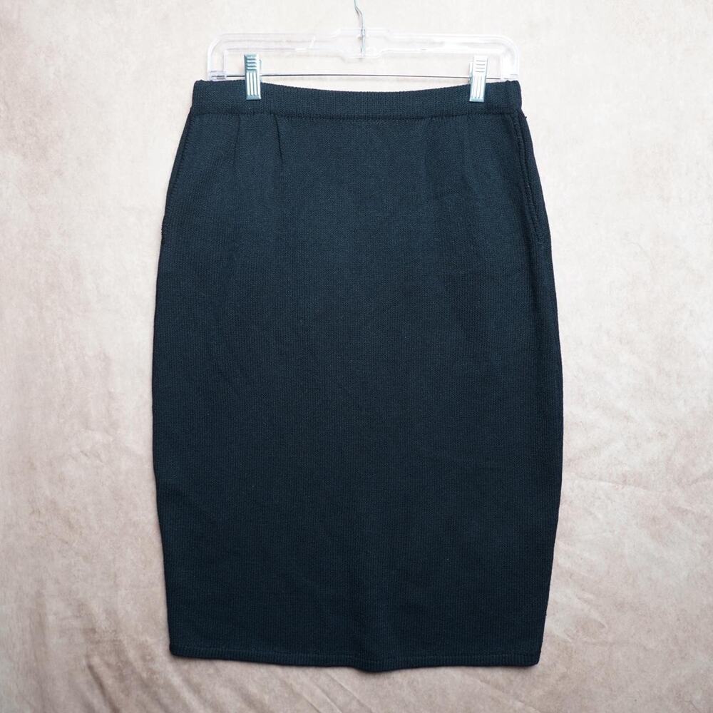 Vintage St John Black Knit Pencil Skirt S
